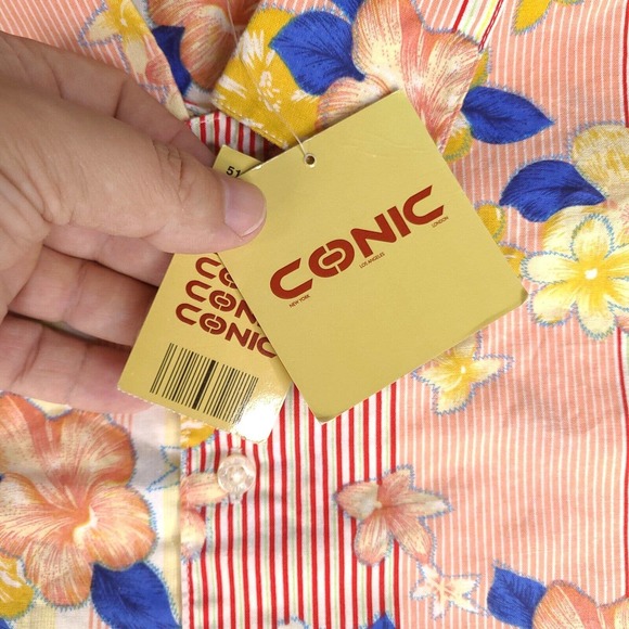 Conic Hawaiian Shirt Mens XXL Colorful Floral Button Down Camp Short Sleeve - Picture 3 of 14